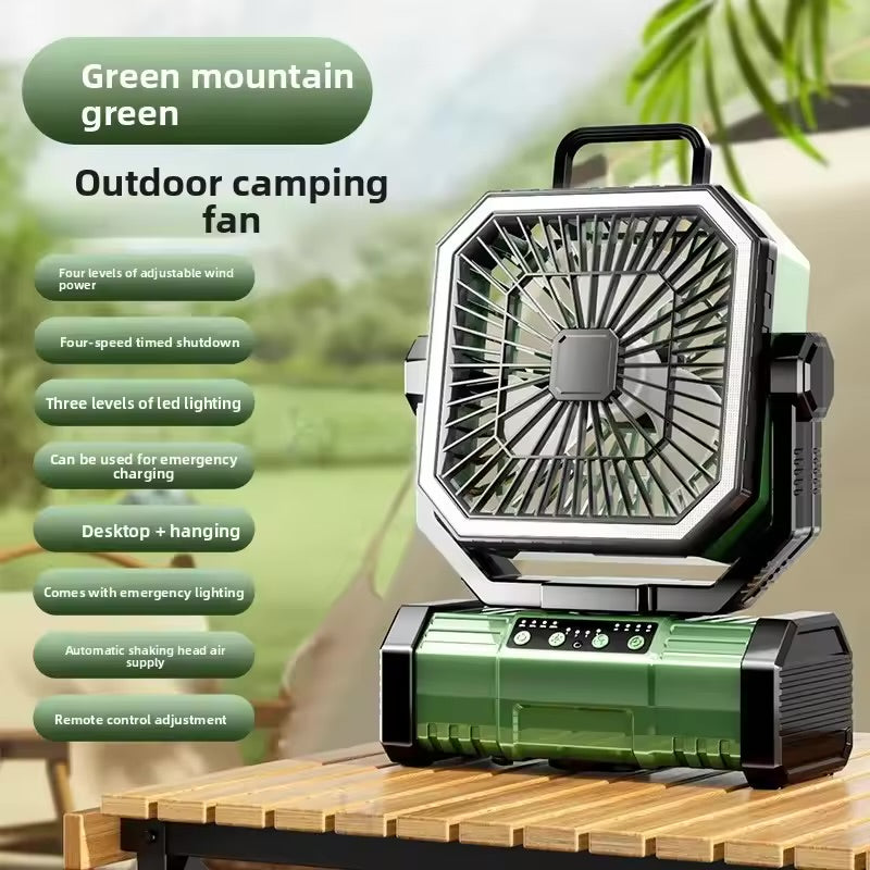 Outdoor Multi-Function USB Camping Fan – 5400mAh, 5-Speed, Super Strong Wind
