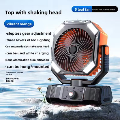 Outdoor Multi-Function USB Camping Fan – 5400mAh, 5-Speed, Super Strong Wind