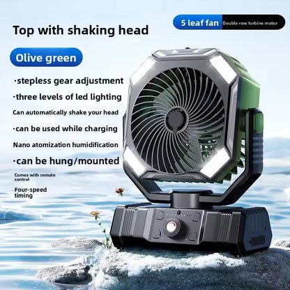 Outdoor Multi-Function USB Camping Fan – 5400mAh, 5-Speed, Super Strong Wind