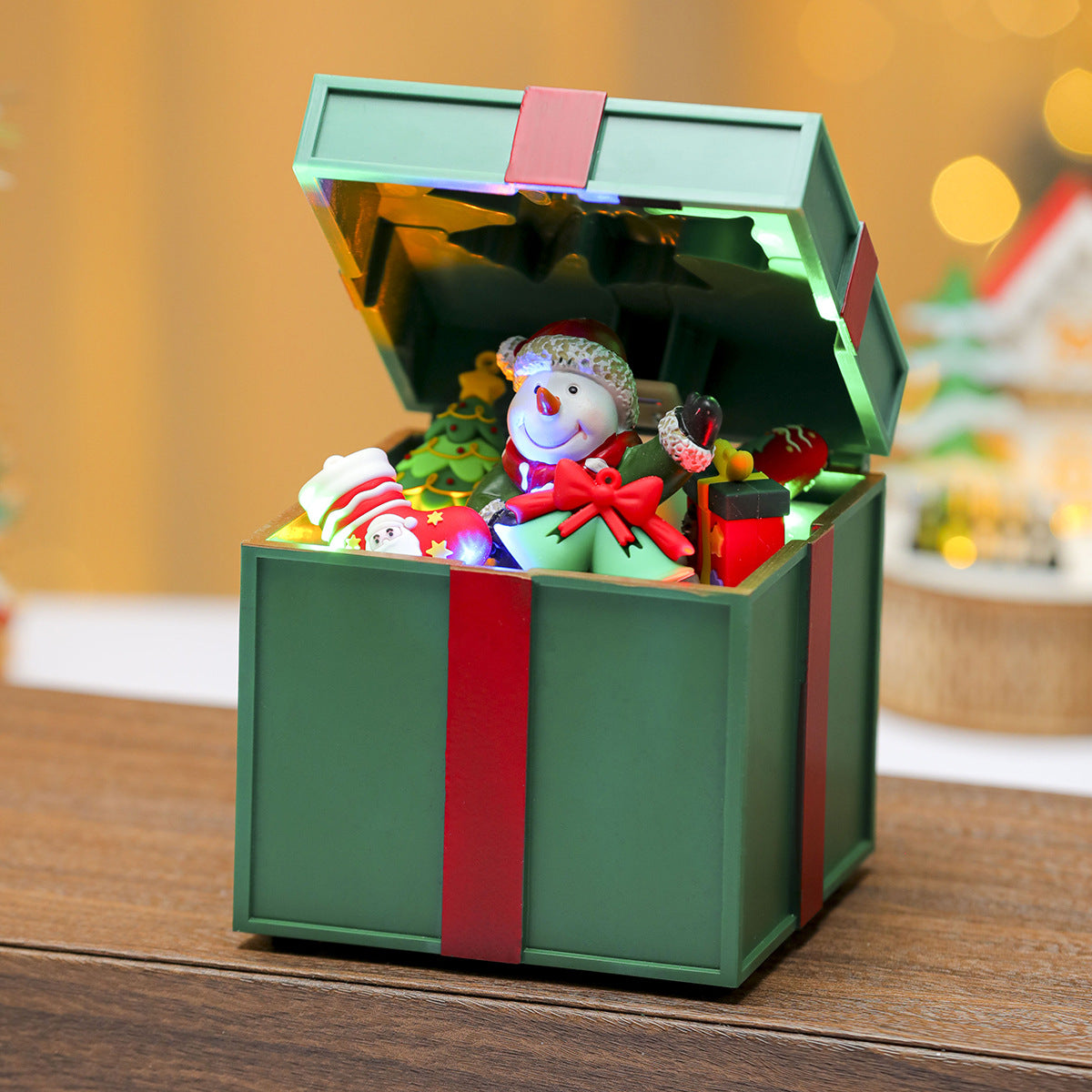 Multiple Christmas Rotating Resin Light-Up Music Box Ornaments