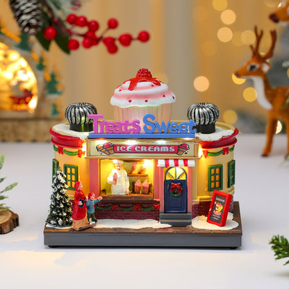 Multiple Christmas Rotating Resin Light-Up Music Box Ornaments