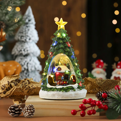 Multiple Christmas Rotating Resin Light-Up Music Box Ornaments