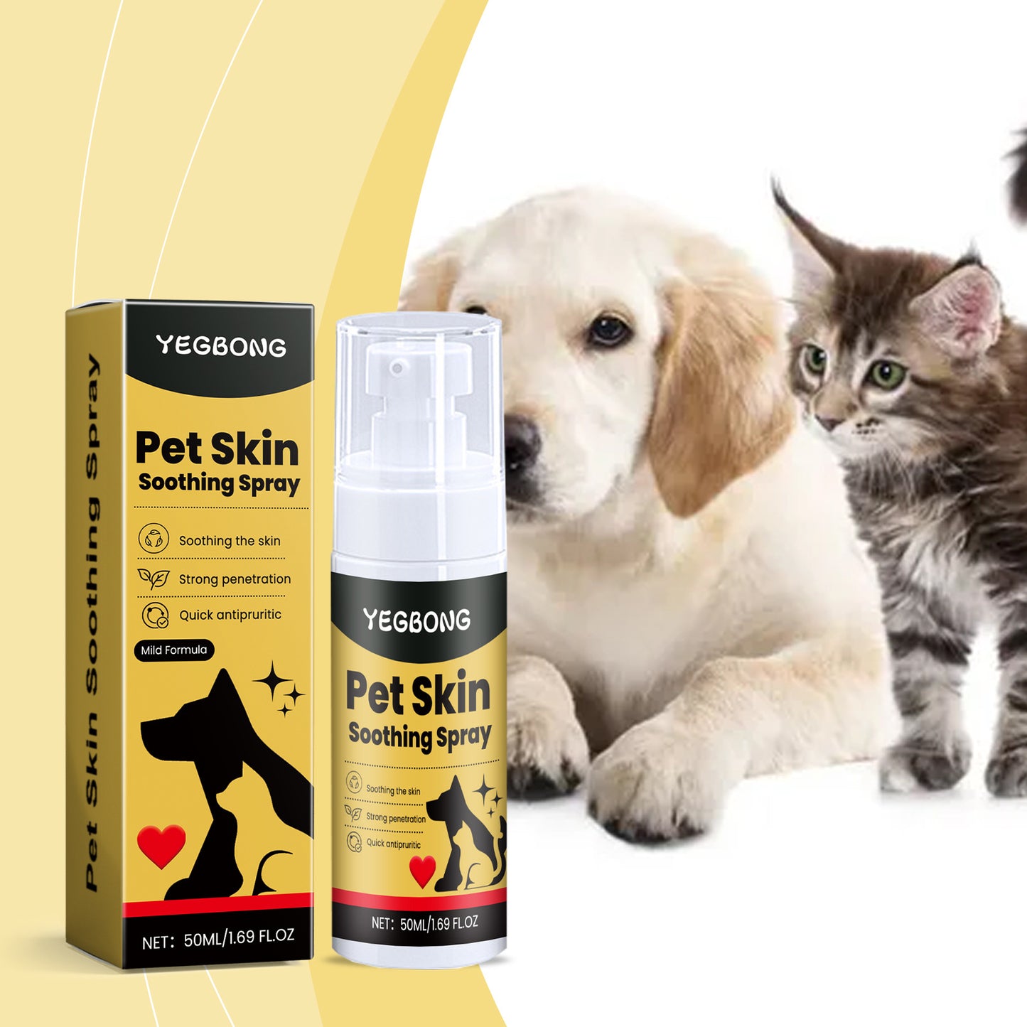 50ml Pet Skin Care Spray – Gentle Formula, Itch Relief & Soothing Comfort for Dogs and Cats