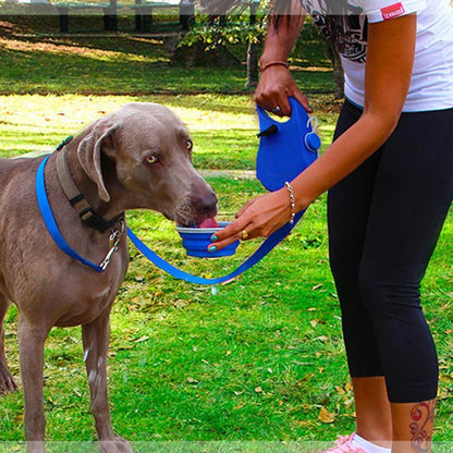 Multifunctional Dog Leash with Collapsible Bowl & Built-In Water Container