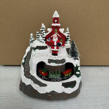 Multiple Christmas Rotating Resin Light-Up Music Box Ornaments