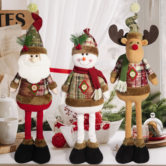 Scalable Santa Claus, Snowman, and Reindeer Plush Dolls