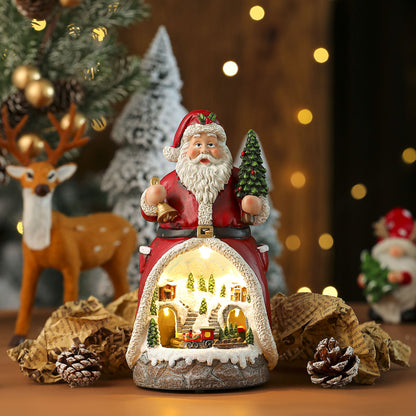 Multiple Christmas Rotating Resin Light-Up Music Box Ornaments