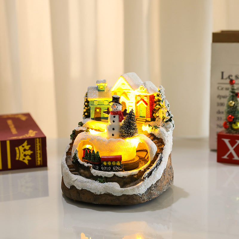 Multiple Christmas Rotating Resin Light-Up Music Box Ornaments