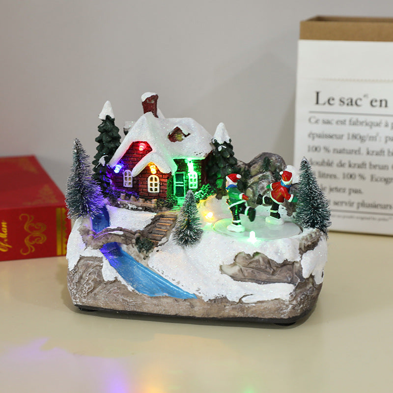 Multiple Christmas Rotating Resin Light-Up Music Box Ornaments