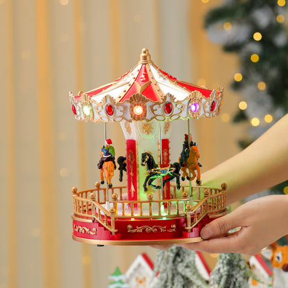 Multiple Christmas Rotating Resin Light-Up Music Box Ornaments