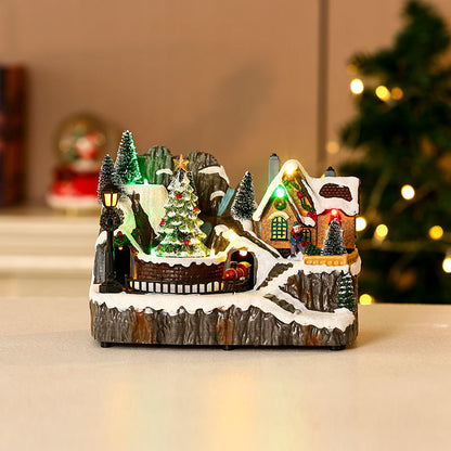 Multiple Christmas Rotating Resin Light-Up Music Box Ornaments