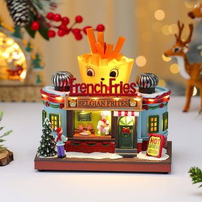 Multiple Christmas Rotating Resin Light-Up Music Box Ornaments