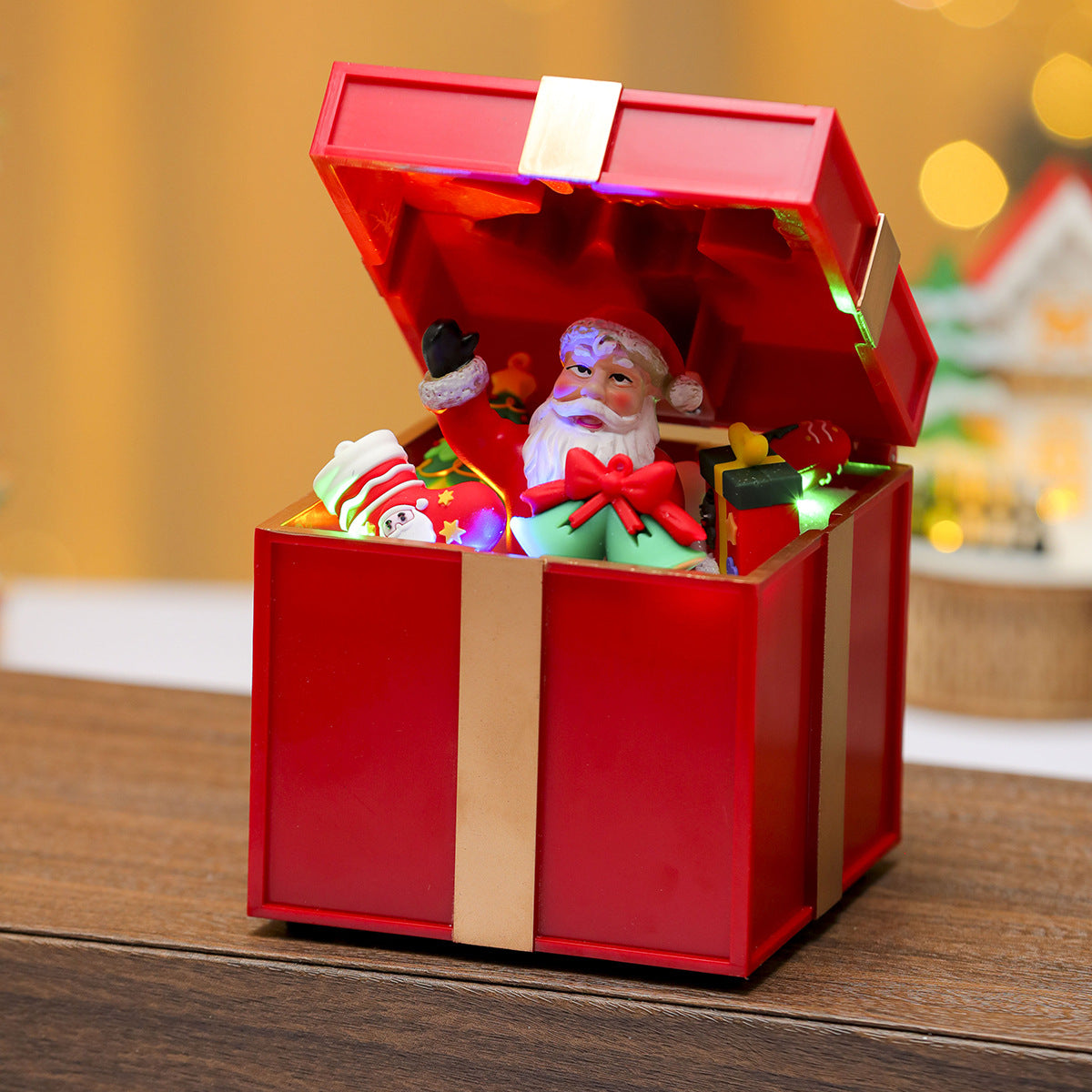 Multiple Christmas Rotating Resin Light-Up Music Box Ornaments