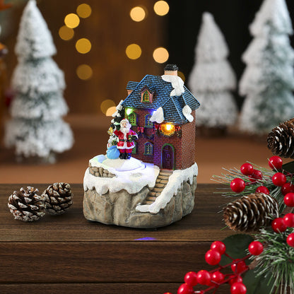 Multiple Christmas Rotating Resin Light-Up Music Box Ornaments