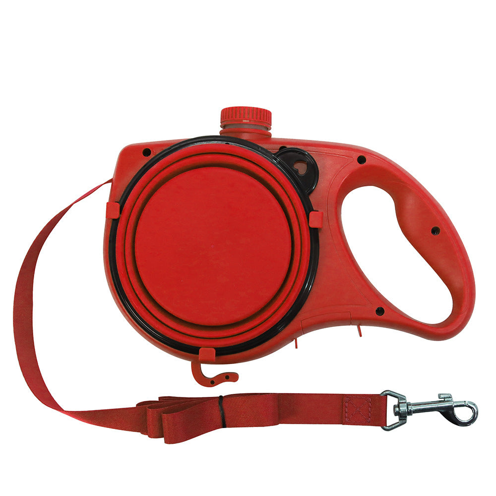 Multifunctional Dog Leash with Collapsible Bowl & Built-In Water Container