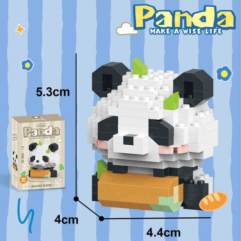 Red Panda Cartoon Doll Building Block Set