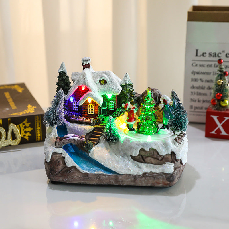 Multiple Christmas Rotating Resin Light-Up Music Box Ornaments