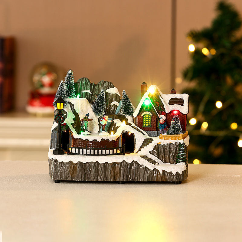 Multiple Christmas Rotating Resin Light-Up Music Box Ornaments